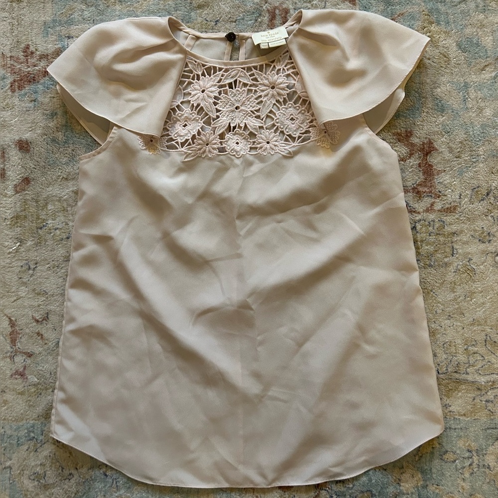 Kate Spade Lace Embroidered Top in Rosedew; size XXS